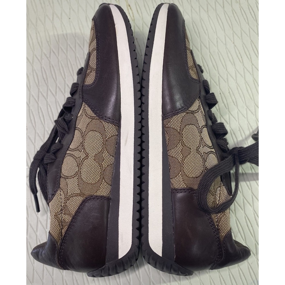 COACH Farah Womens Casual Leather Shoes Nappa Sig C‎ brown Khaki US Sz.6B EUC - Picture 8 of 13